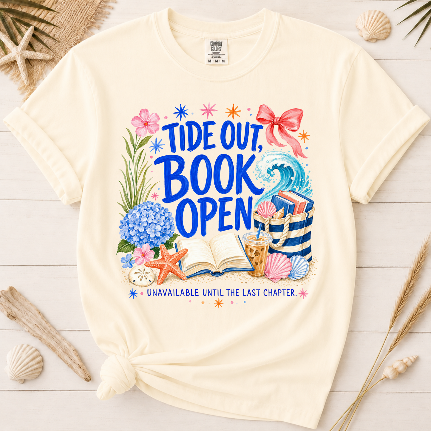 Tide Out Book Open Coastal Reader Graphic Tee