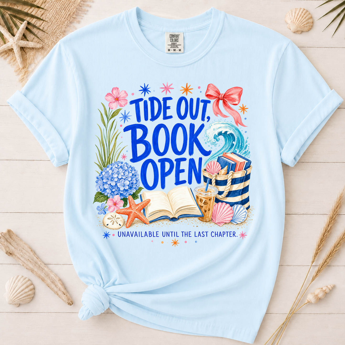 Tide Out Book Open Coastal Reader Graphic Tee