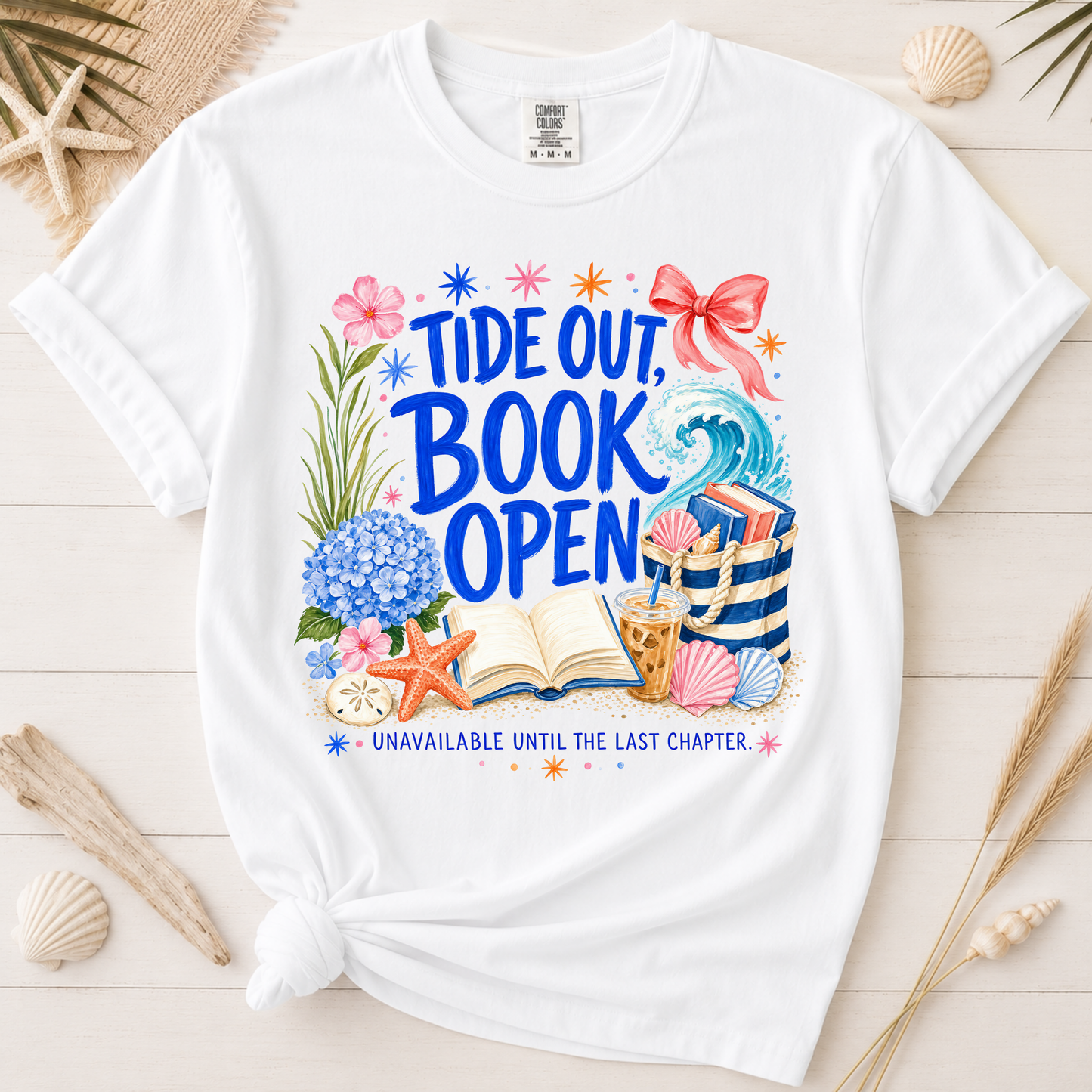 Tide Out Book Open Coastal Reader Graphic Tee