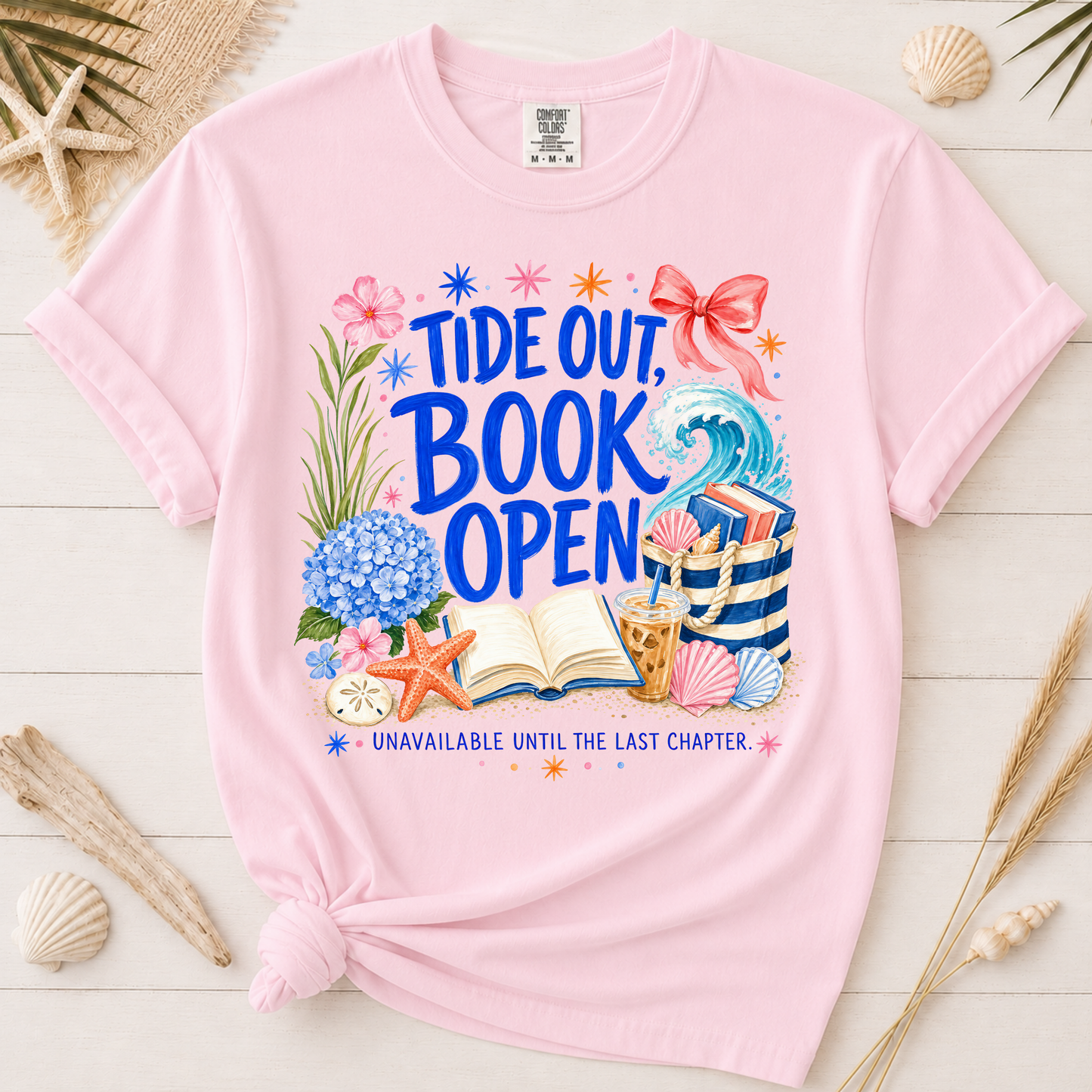 Tide Out Book Open Coastal Reader Graphic Tee