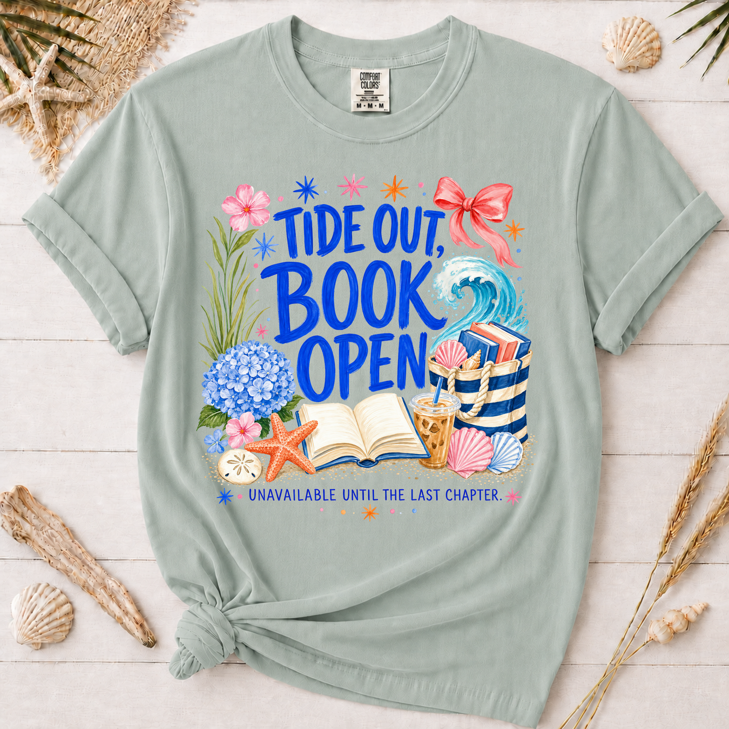 Tide Out Book Open Coastal Reader Graphic Tee