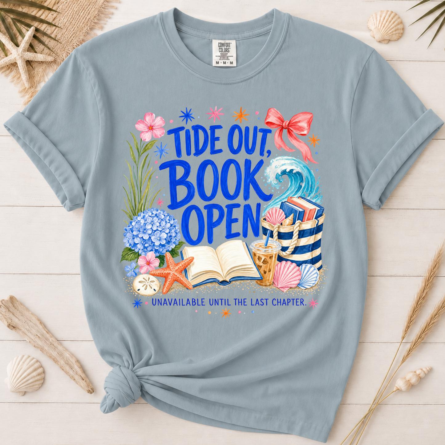 Tide Out Book Open Coastal Reader Graphic Tee