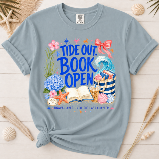 Tide Out Book Open Coastal Reader Graphic Tee