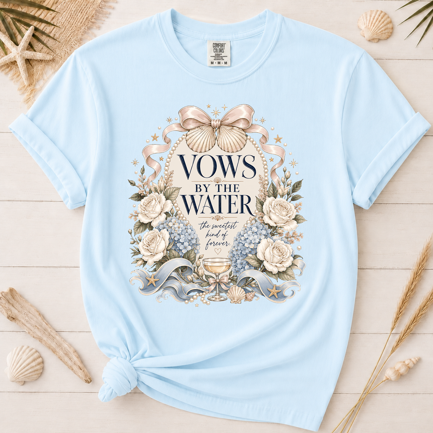 Vows by the Water Beach Bride Graphic Tee