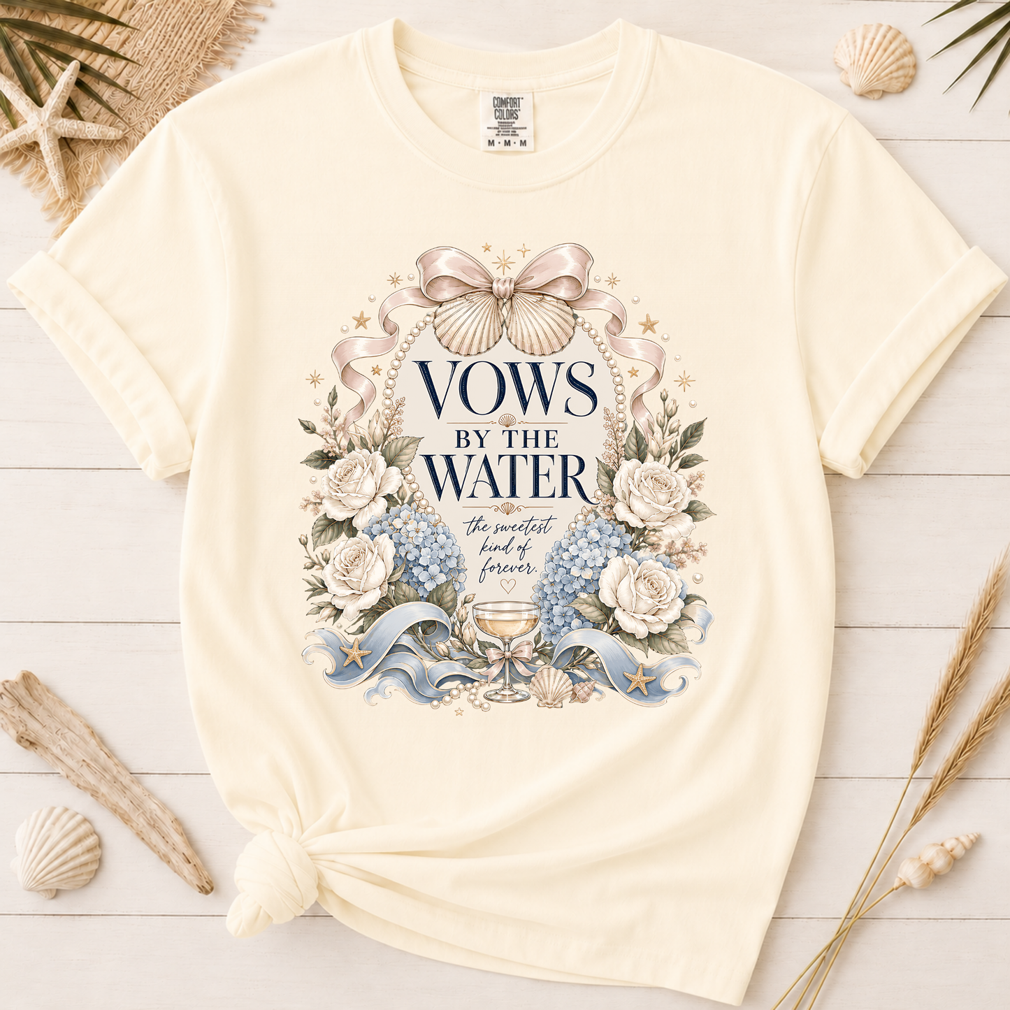 Vows by the Water Beach Bride Graphic Tee