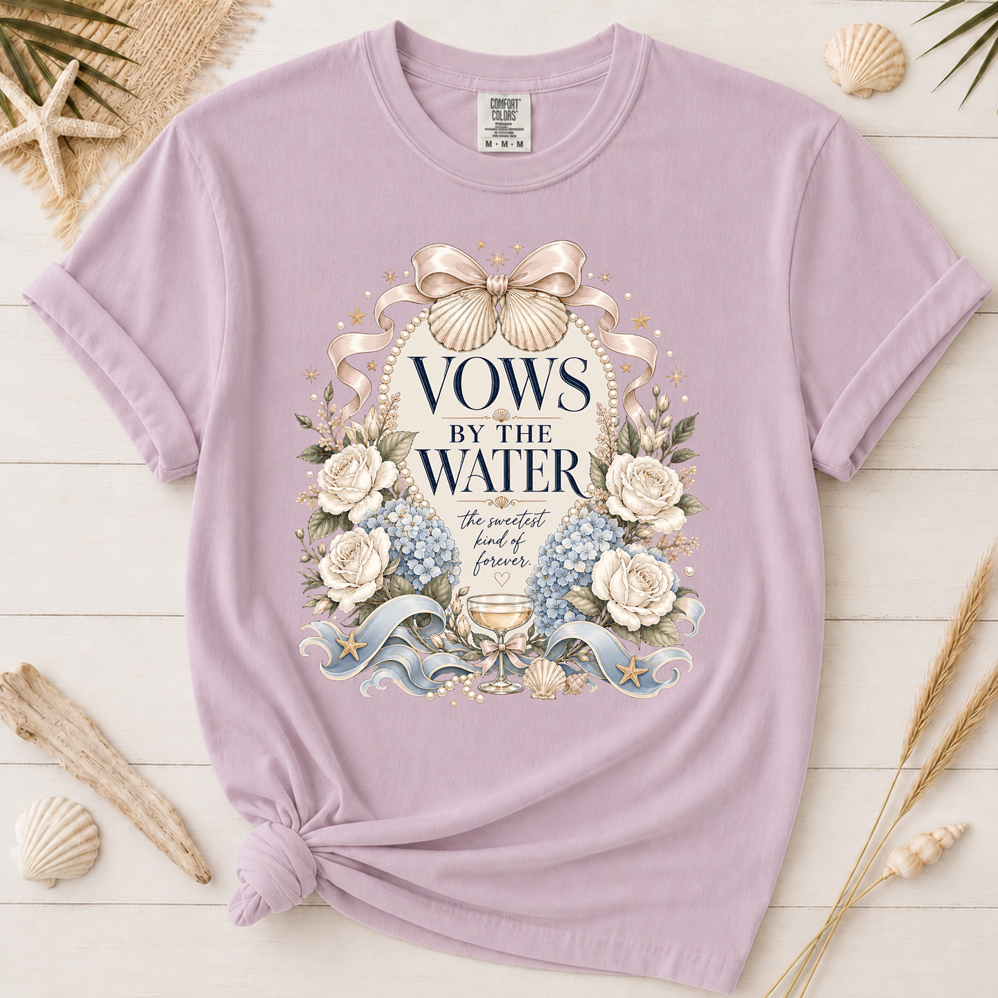 Vows by the Water Beach Bride Graphic Tee