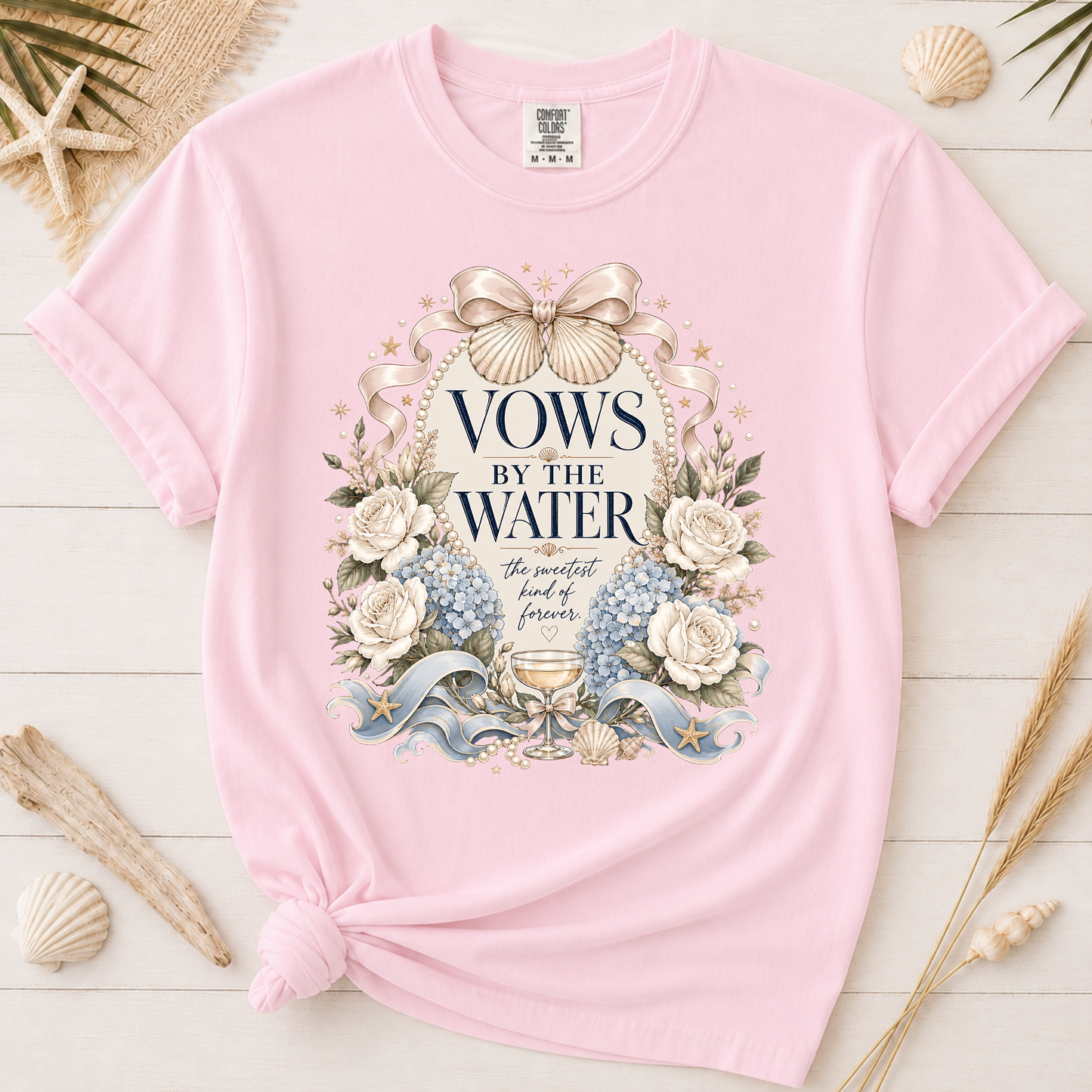 Vows by the Water Beach Bride Graphic Tee