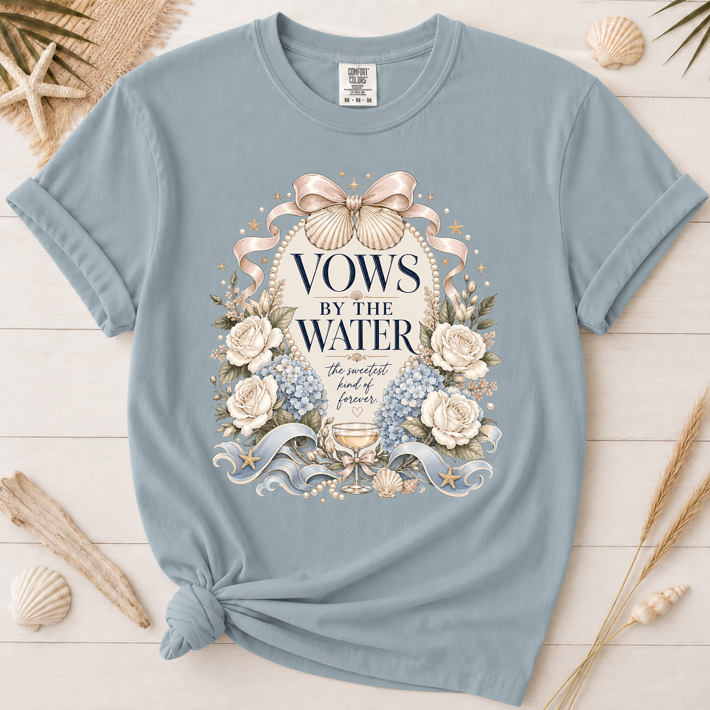 Vows by the Water Beach Bride Graphic Tee