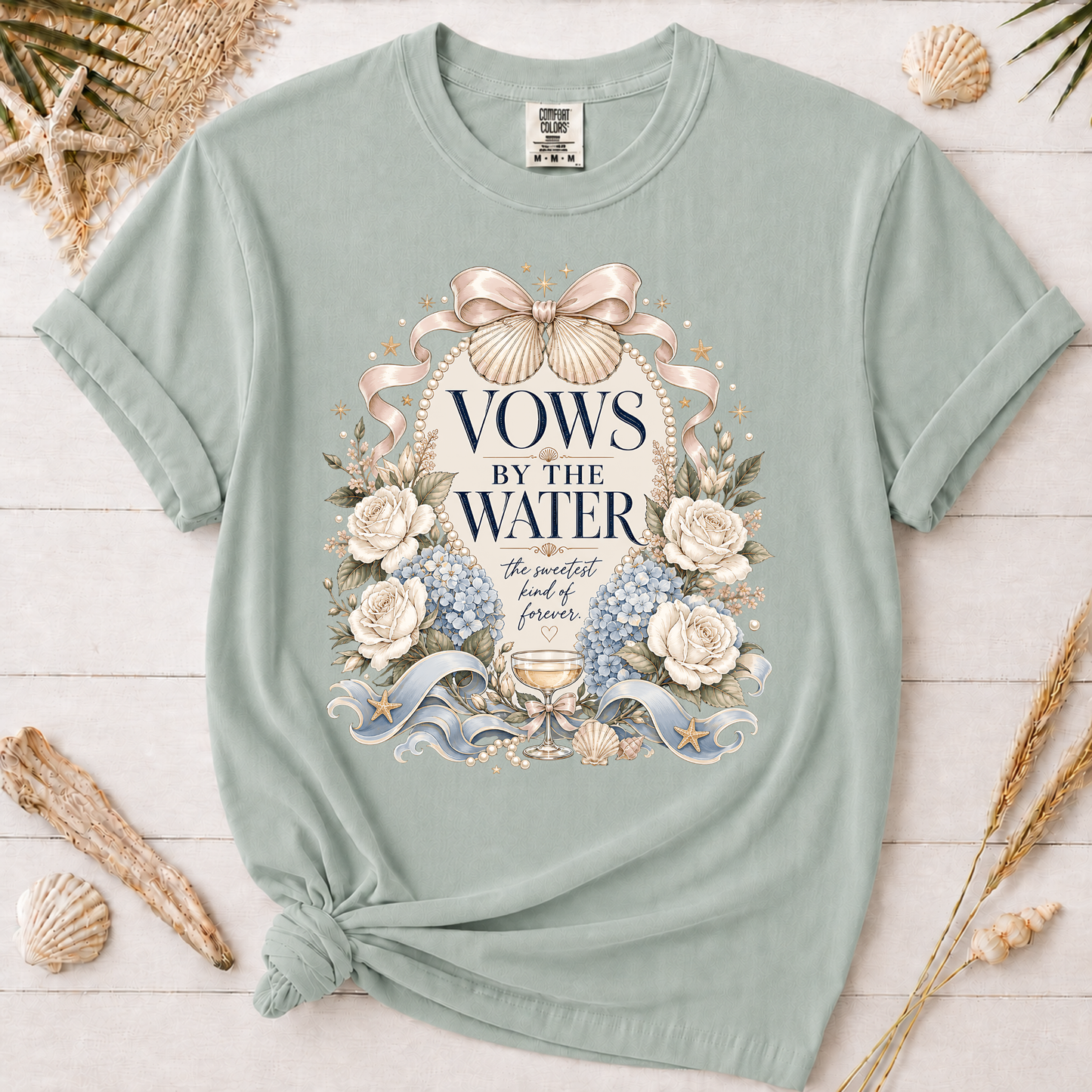 Vows by the Water Beach Bride Graphic Tee