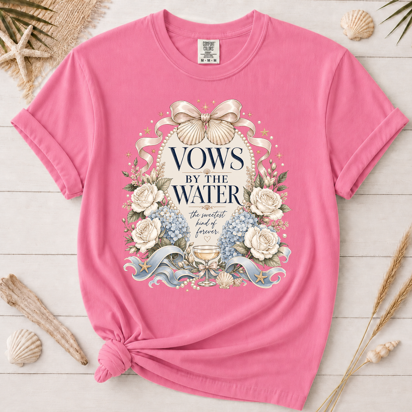 Vows by the Water Beach Bride Graphic Tee