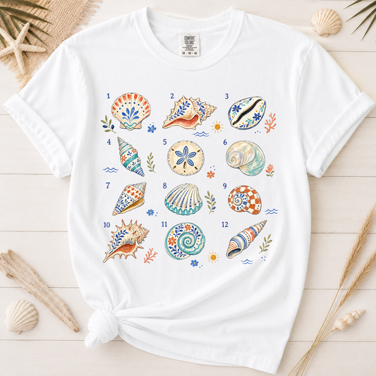 Artistic Vintage Shell Collection Coastal Graphic Tee