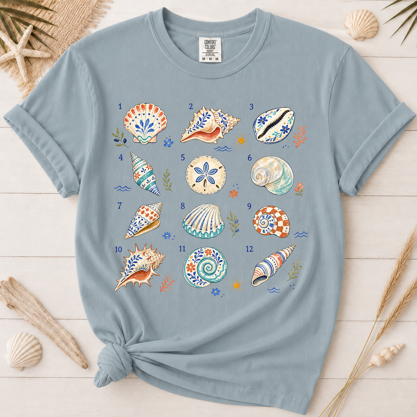 Artistic Vintage Shell Collection Coastal Graphic Tee