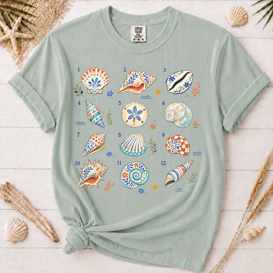 Artistic Vintage Shell Collection Coastal Graphic Tee
