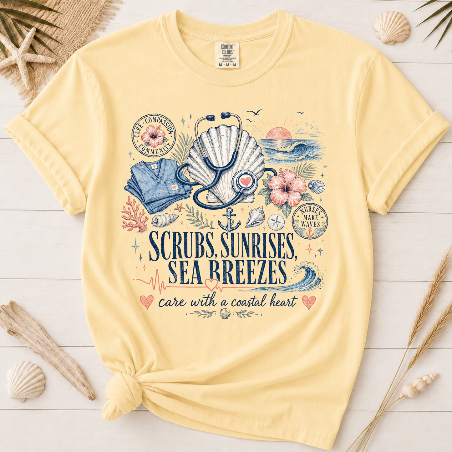 Scrubs, Sunrises and Sea Breezes Nurse Graphic Tee