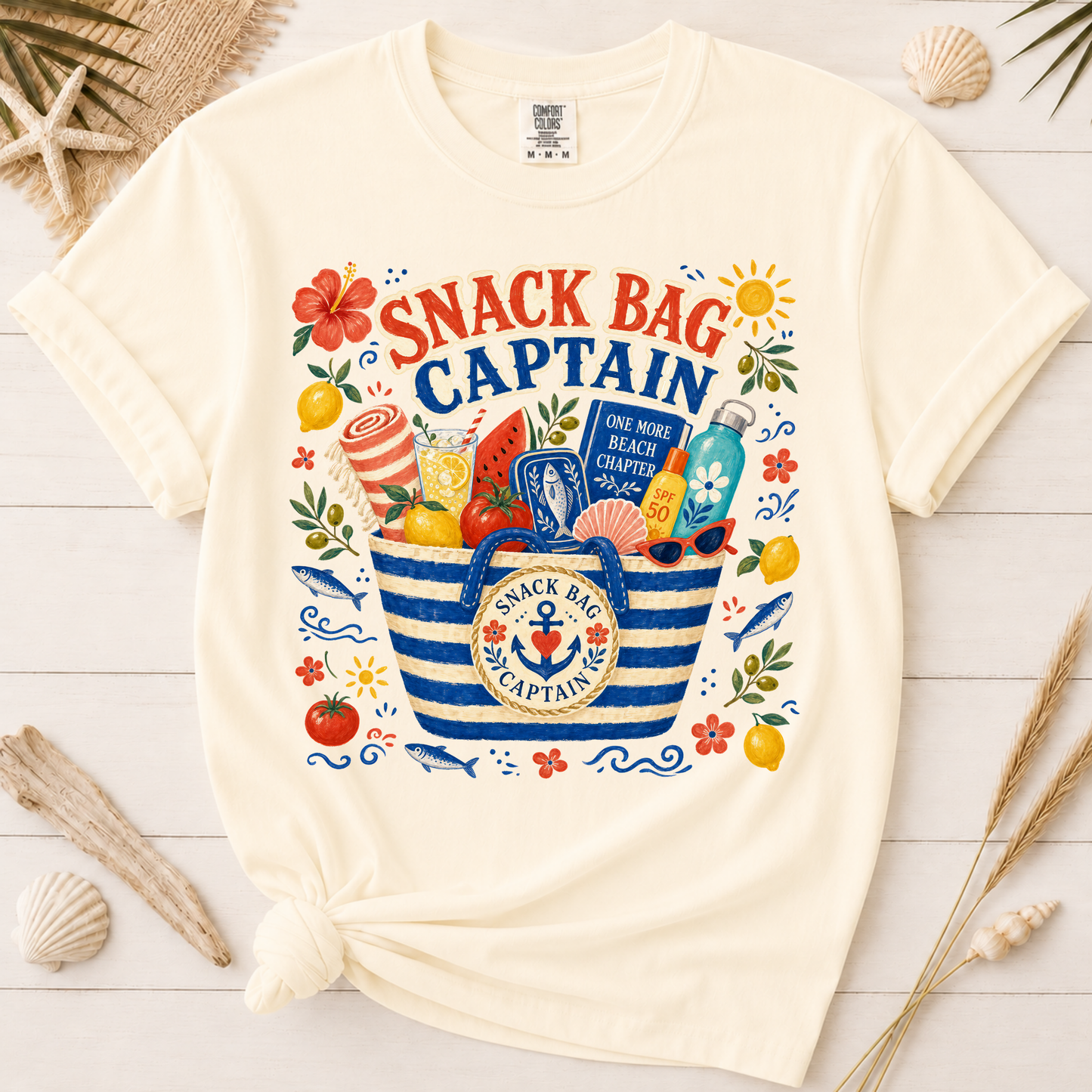 Snack Bag Captain Funny Mom Beach Day Graphic Tee