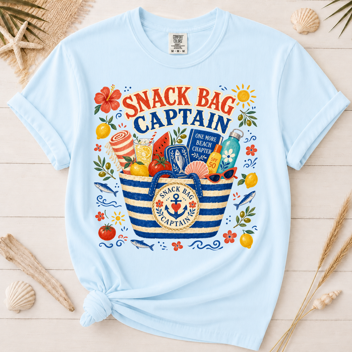 Snack Bag Captain Funny Mom Beach Day Graphic Tee