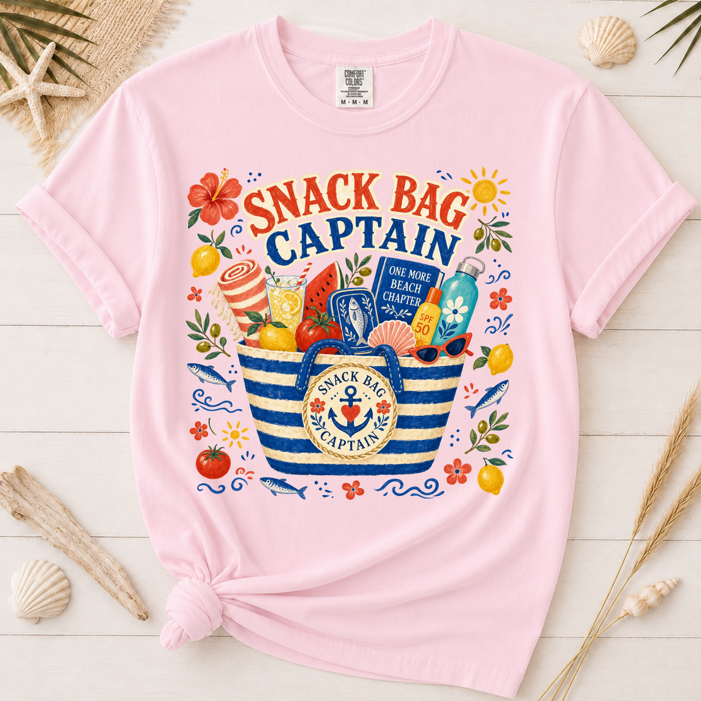 Snack Bag Captain Funny Mom Beach Day Graphic Tee