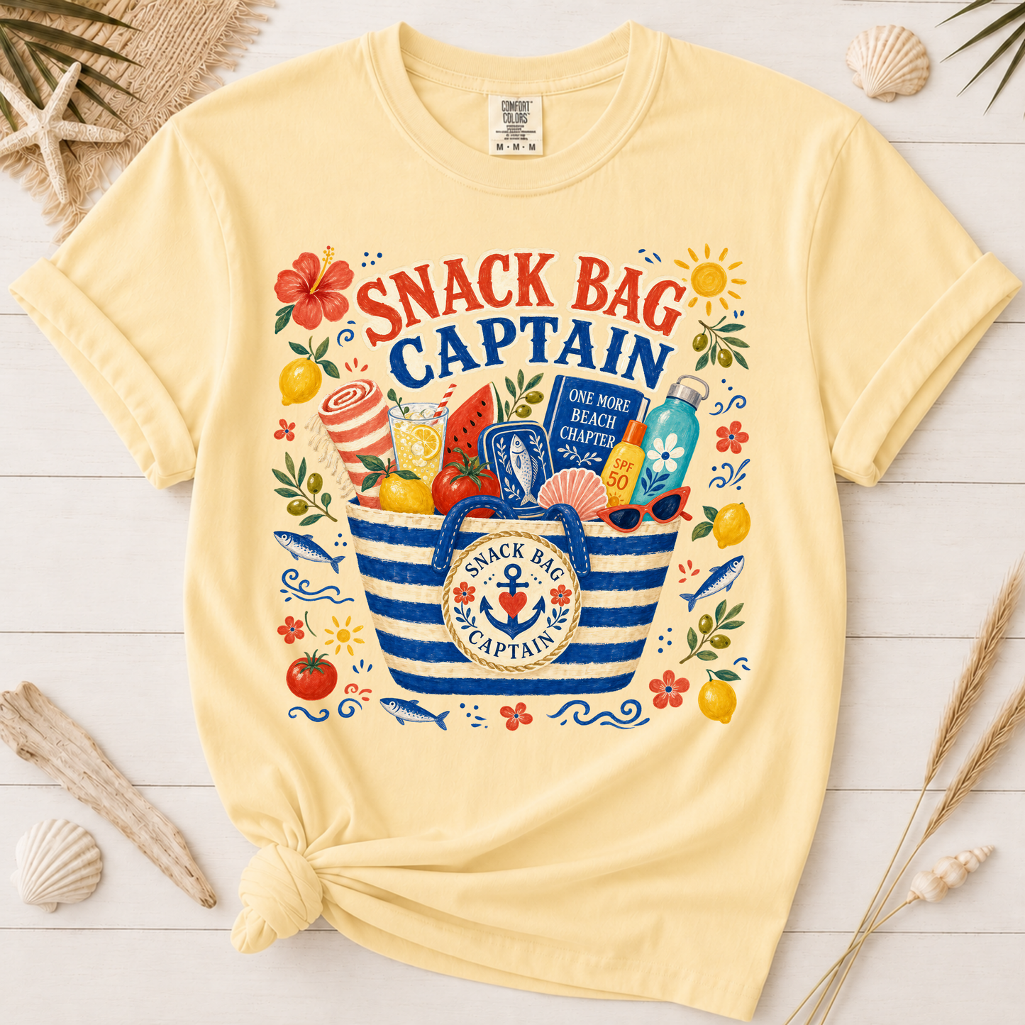 Snack Bag Captain Funny Mom Beach Day Graphic Tee