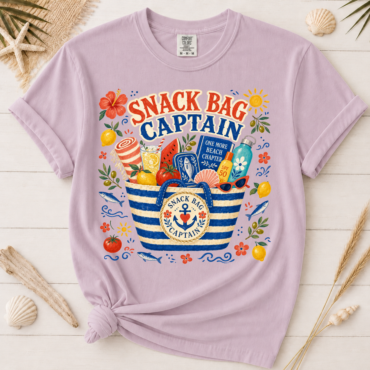 Snack Bag Captain Funny Mom Beach Day Graphic Tee