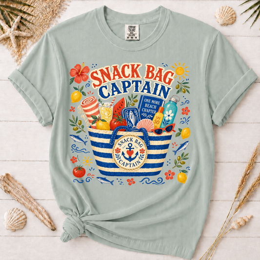 Snack Bag Captain Funny Mom Beach Day Graphic Tee