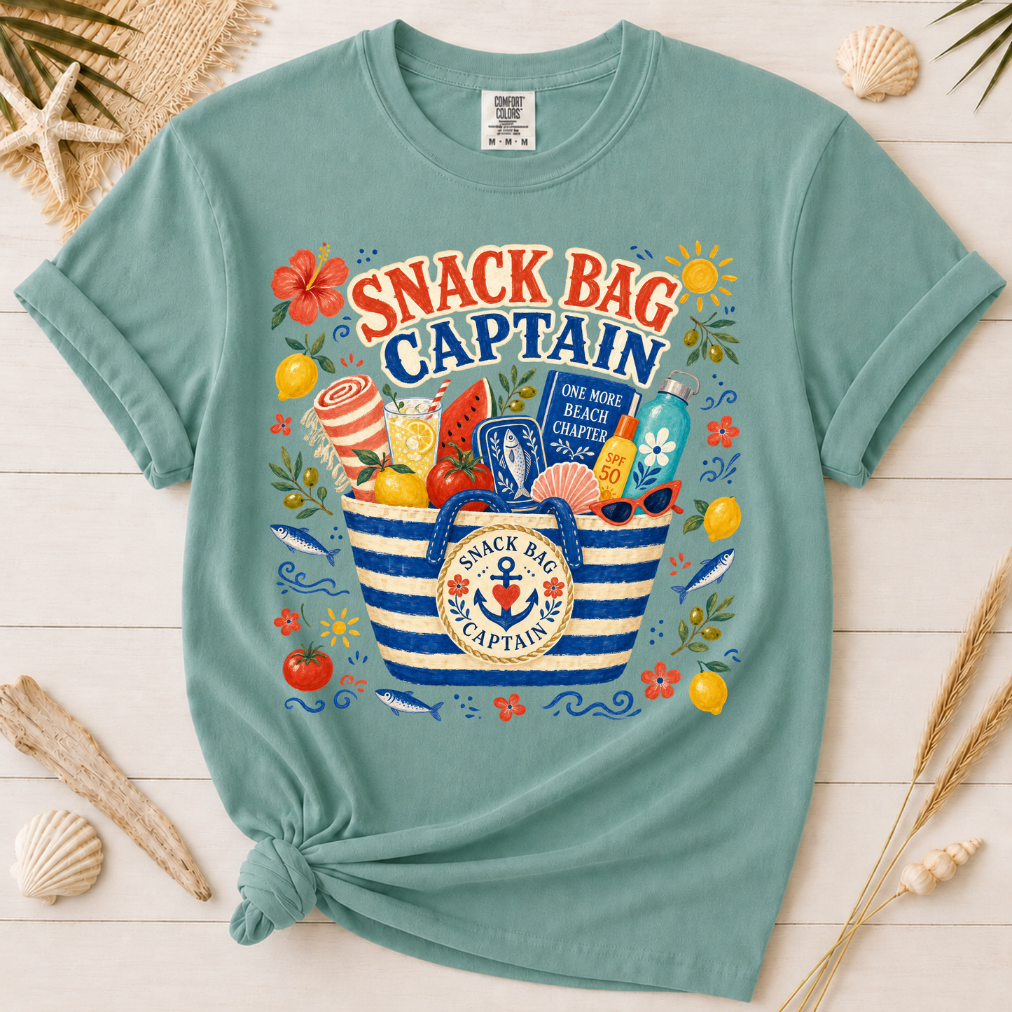 Snack Bag Captain Funny Mom Beach Day Graphic Tee