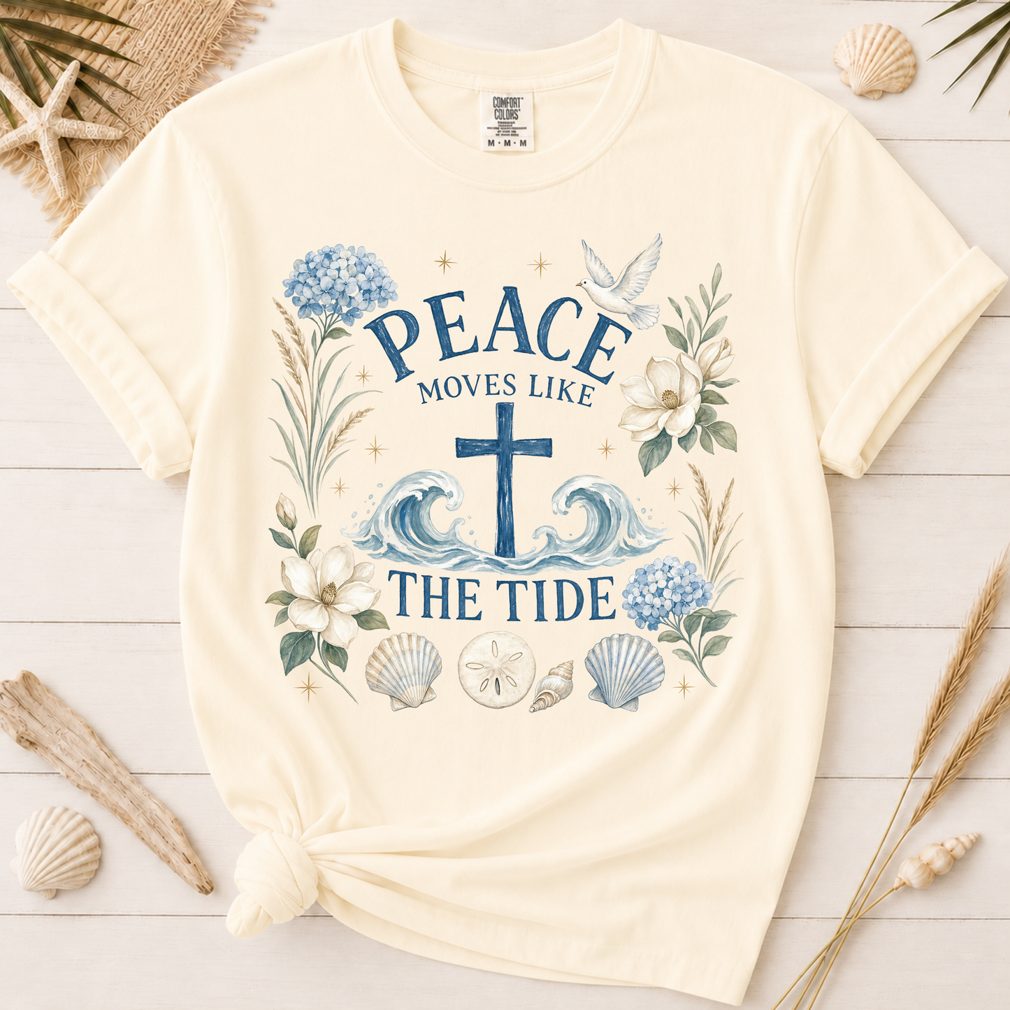 Peace Moves Like the Tide Christian Coastal Graphic Tee