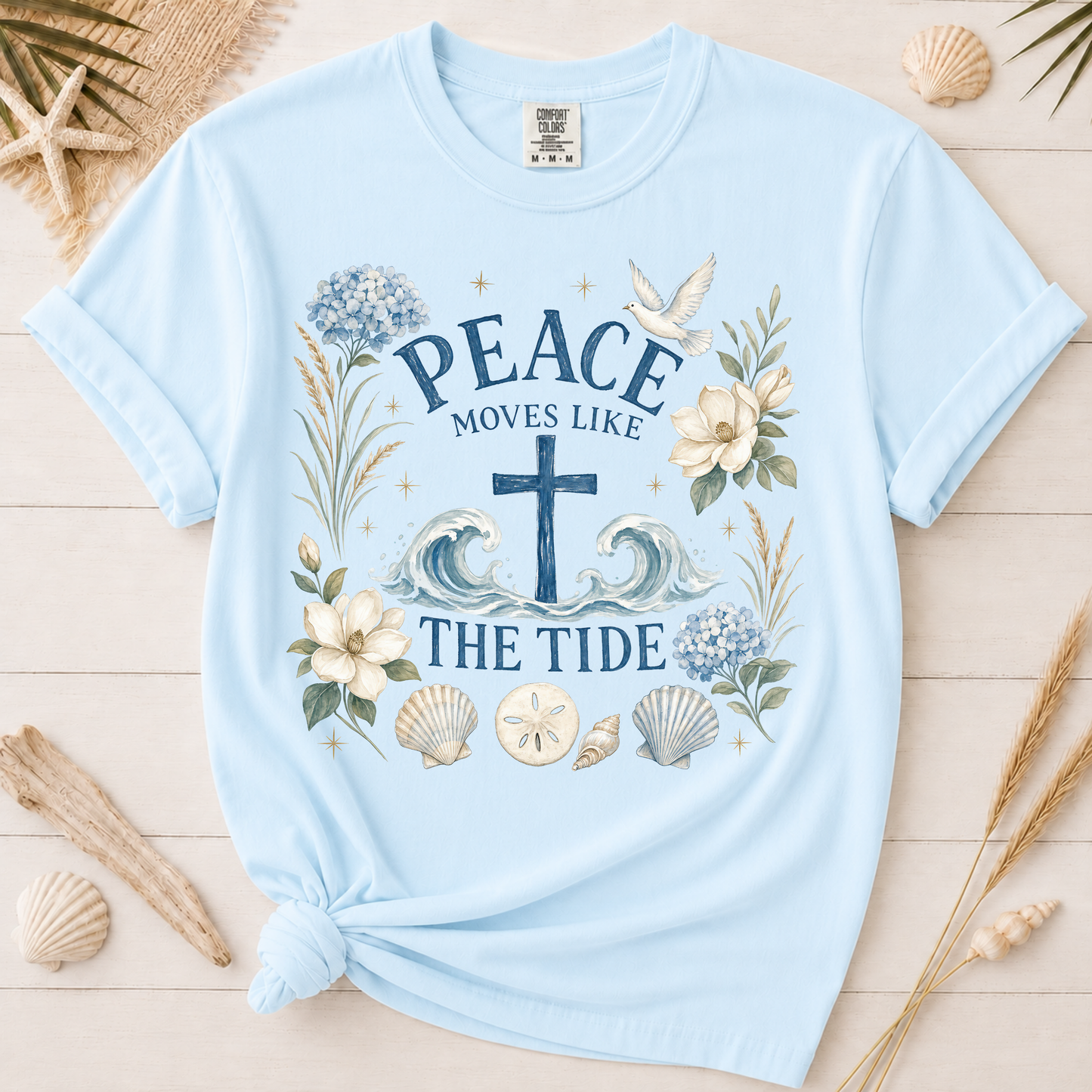 Peace Moves Like the Tide Christian Coastal Graphic Tee
