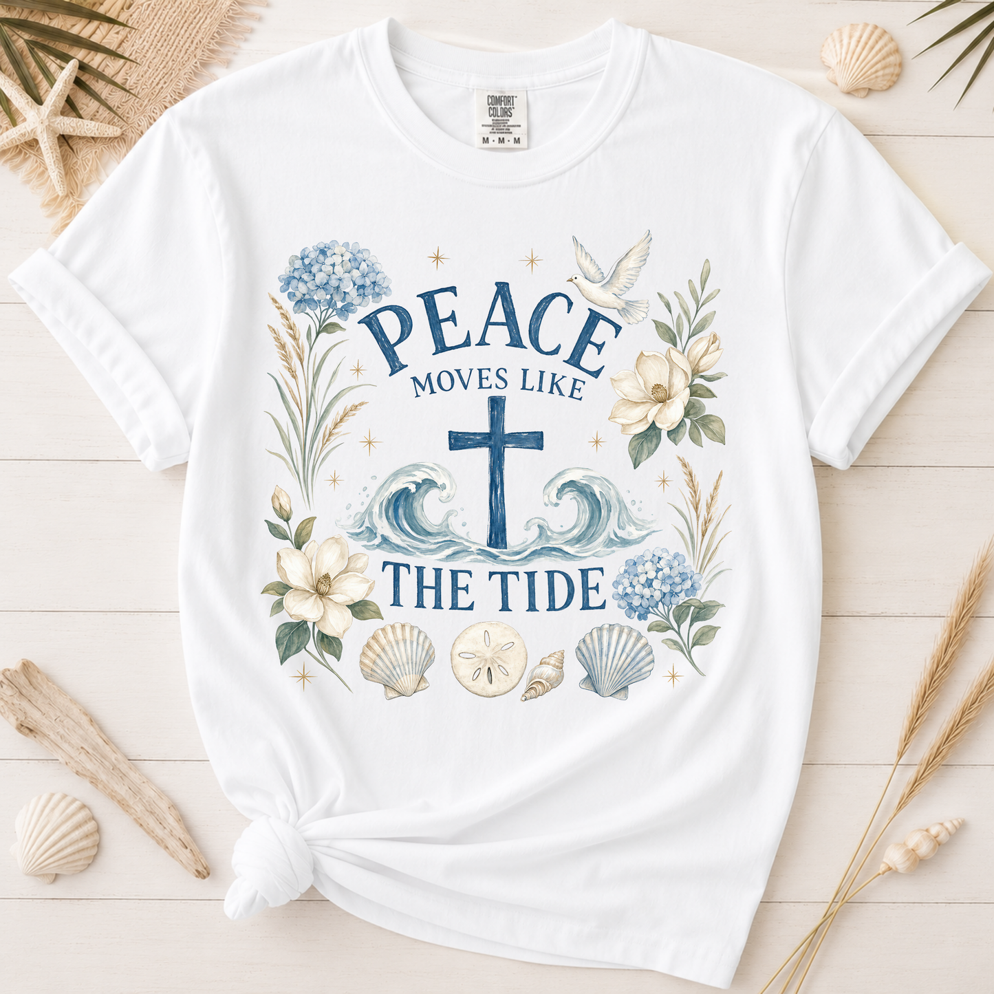 Peace Moves Like the Tide Christian Coastal Graphic Tee