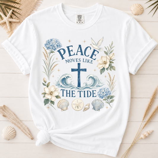 Peace Moves Like the Tide Christian Coastal Graphic Tee