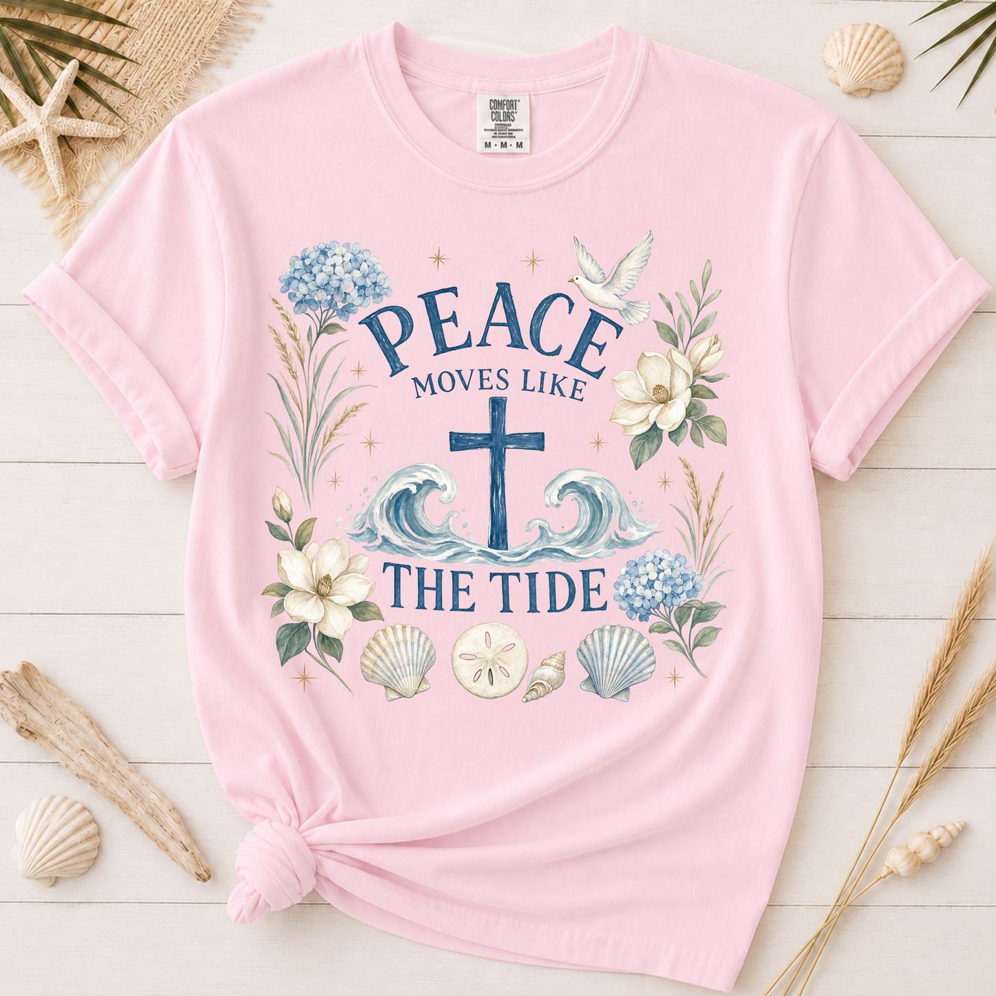 Peace Moves Like the Tide Christian Coastal Graphic Tee