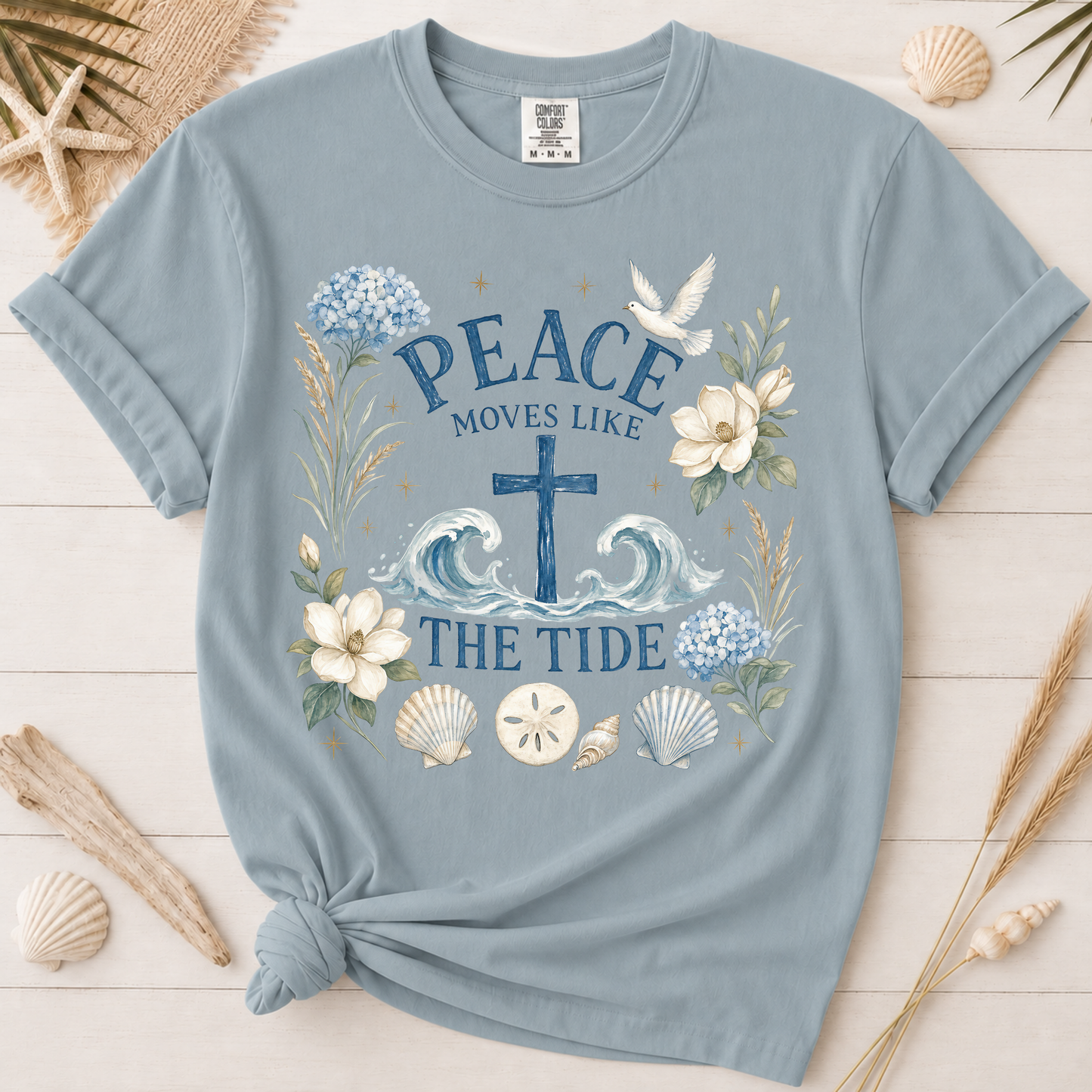Peace Moves Like the Tide Christian Coastal Graphic Tee