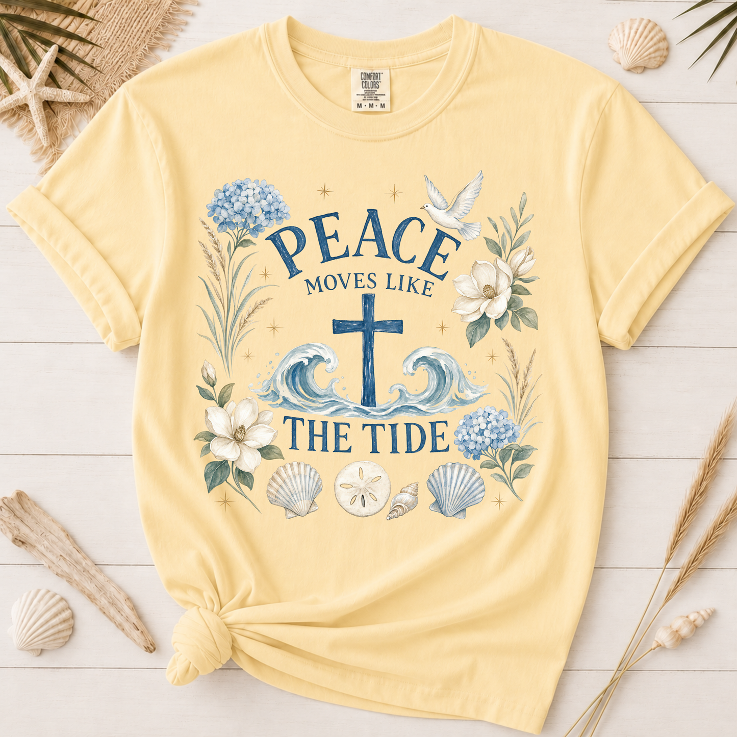 Peace Moves Like the Tide Christian Coastal Graphic Tee