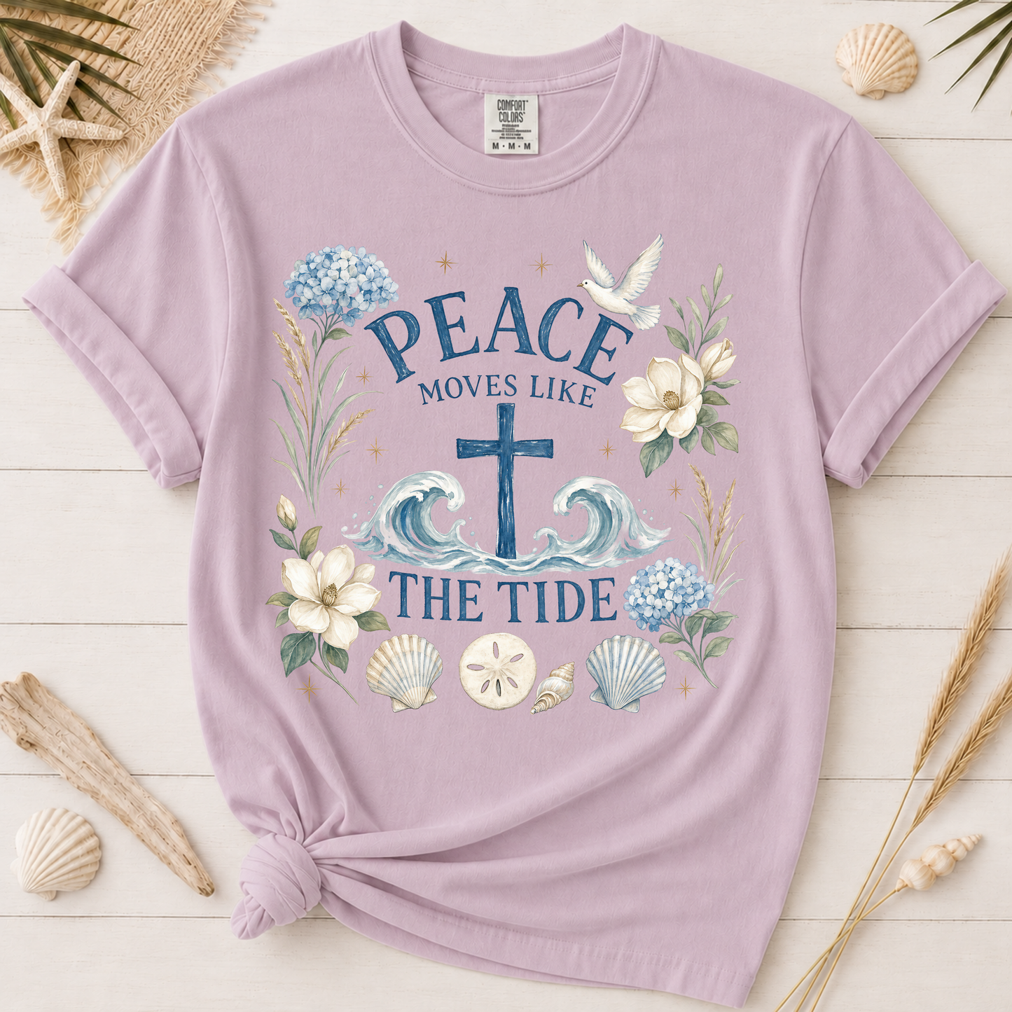 Peace Moves Like the Tide Christian Coastal Graphic Tee