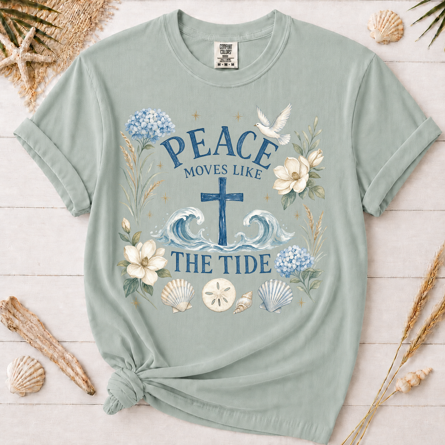 Peace Moves Like the Tide Christian Coastal Graphic Tee