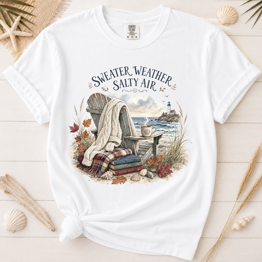 Sweater Weather Salty Air Coastal Autumn Graphic Tee