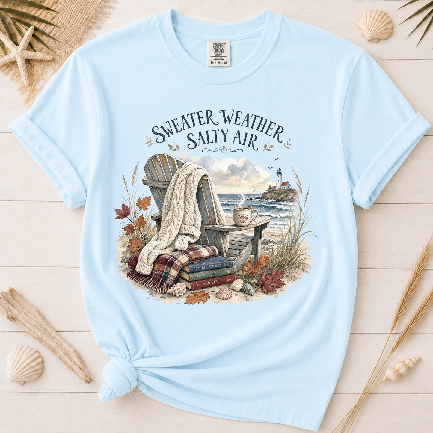 Sweater Weather Salty Air Coastal Autumn Graphic Tee