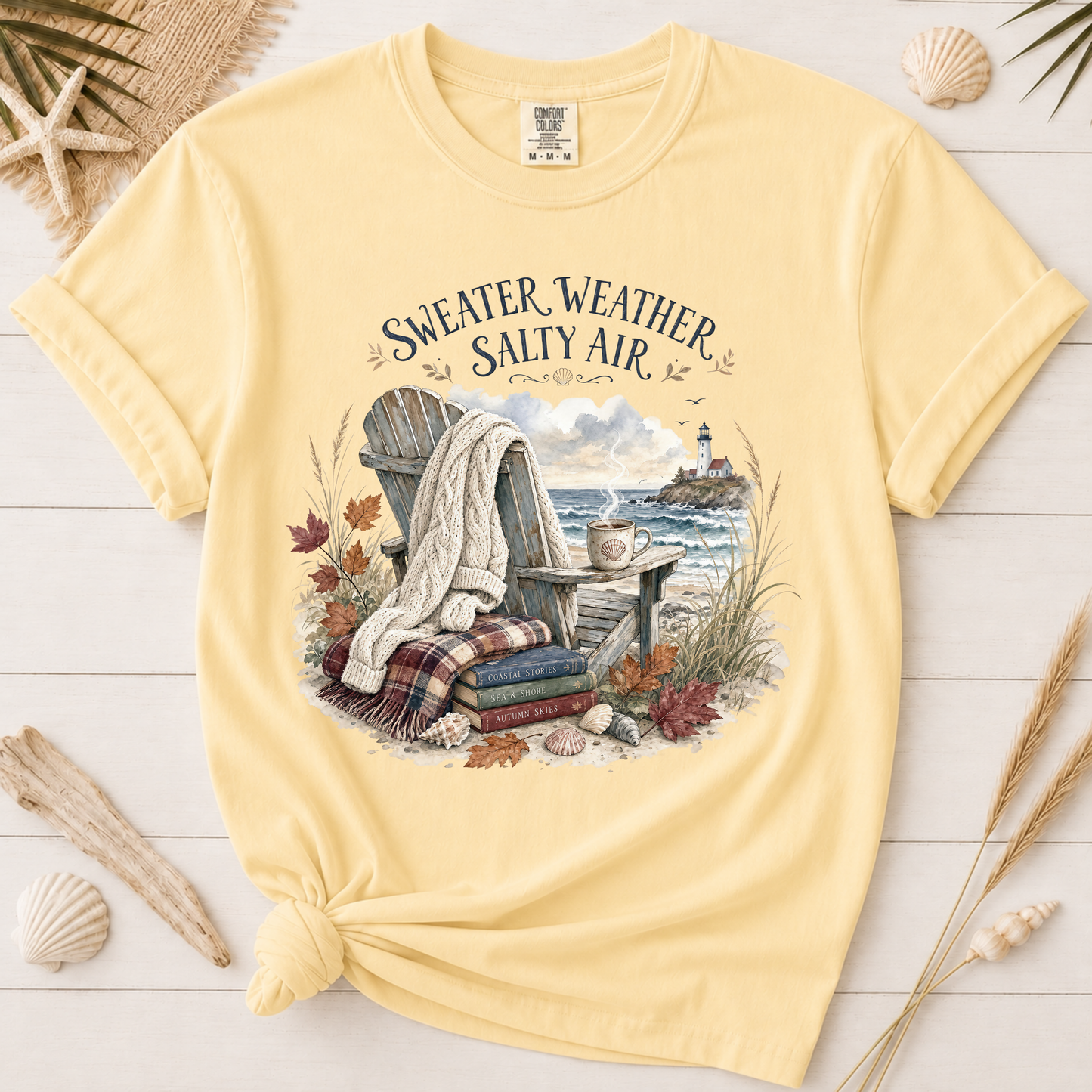 Sweater Weather Salty Air Coastal Autumn Graphic Tee