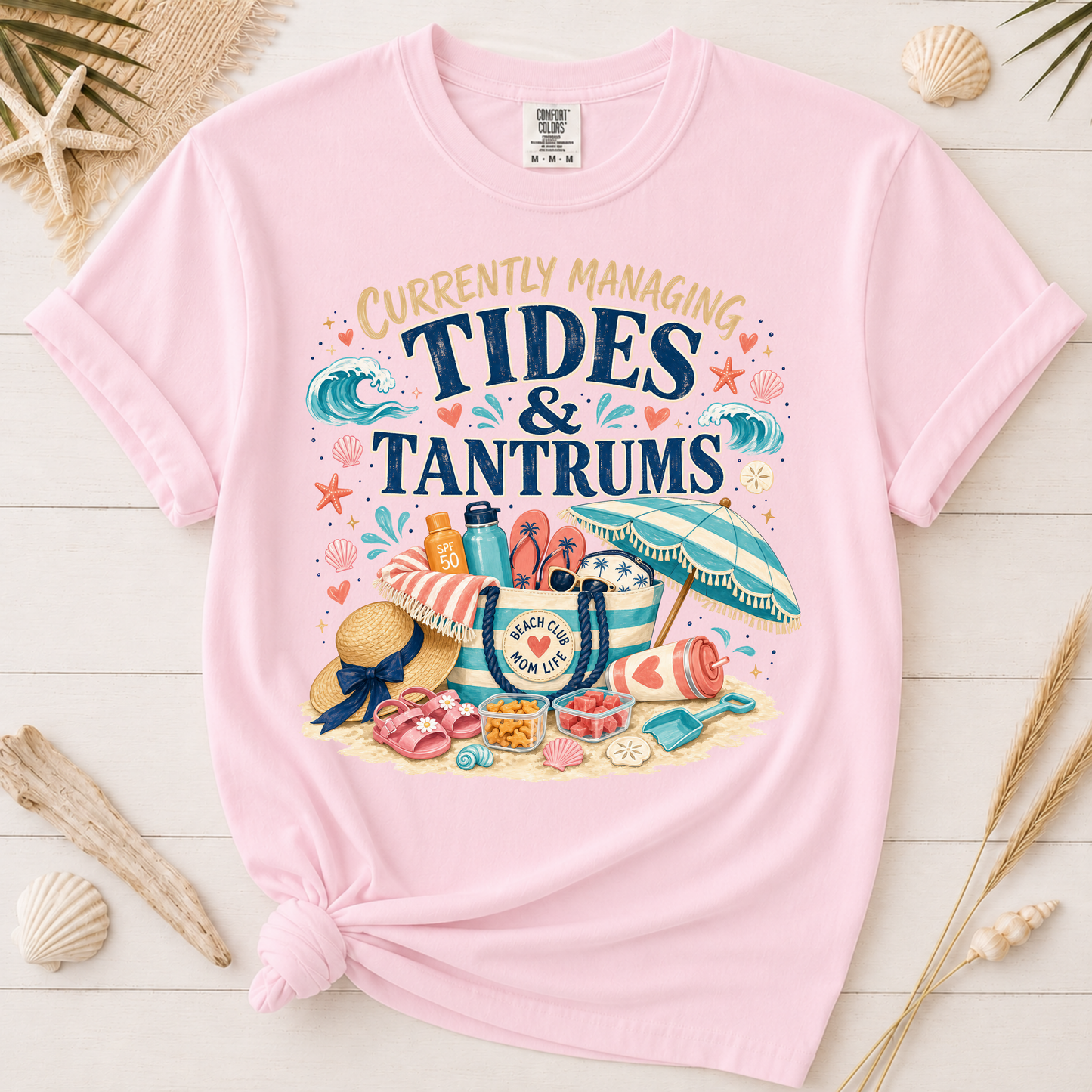 Tides and Tantrums Funny Beach Mom Graphic Tee