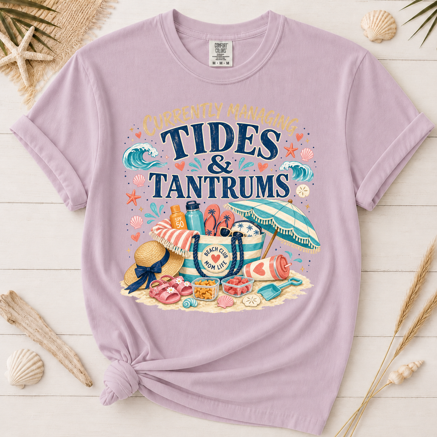 Tides and Tantrums Funny Beach Mom Graphic Tee