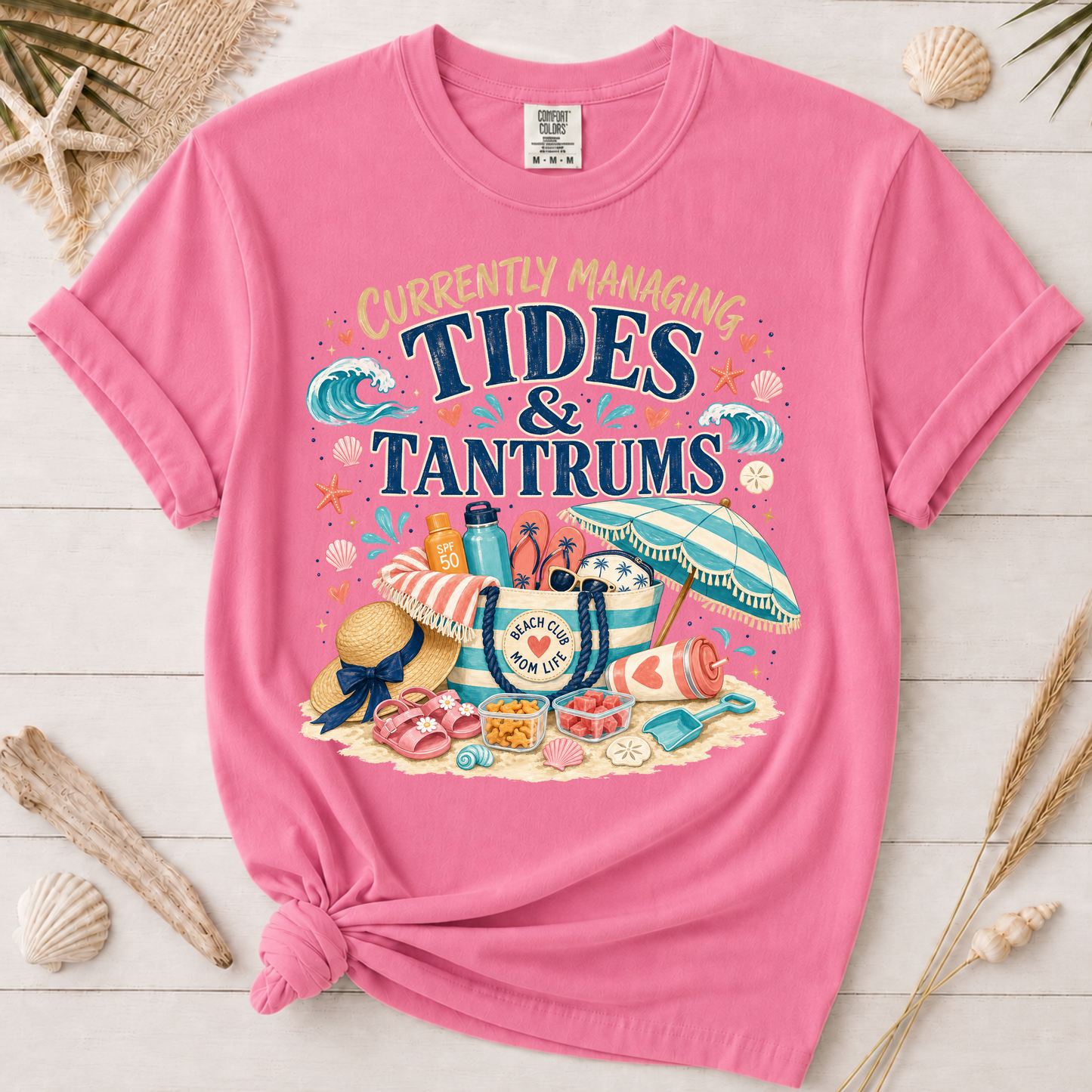 Tides and Tantrums Funny Beach Mom Graphic Tee