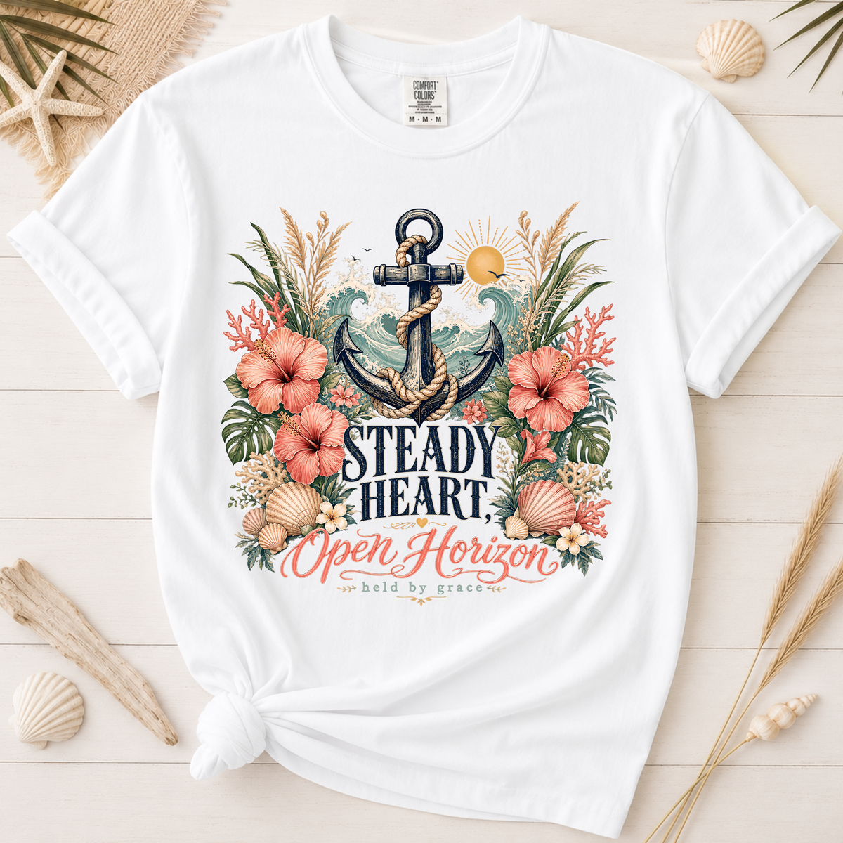 Steady Heart Open Horizon Christian Coastal Graphic Tee