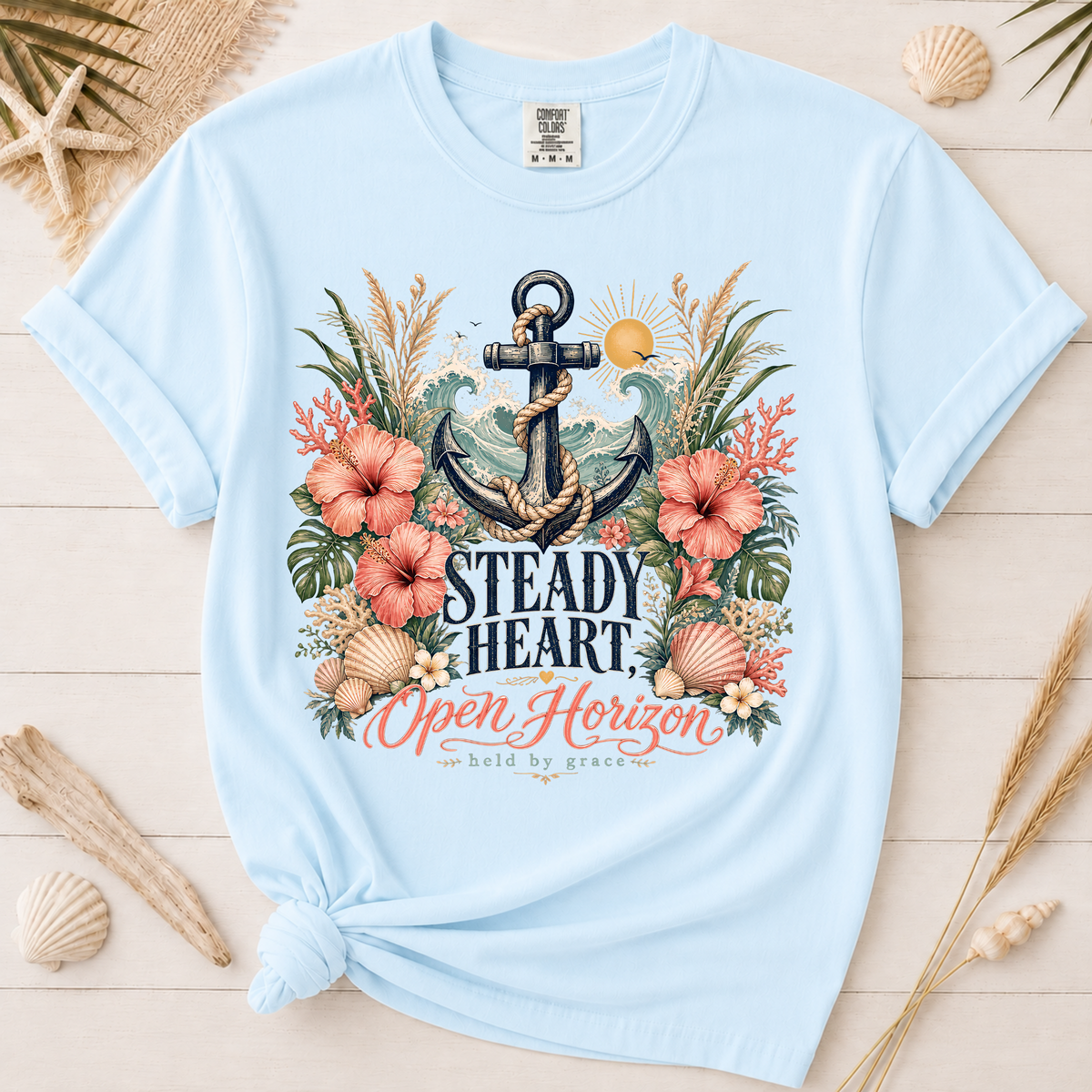 Steady Heart Open Horizon Christian Coastal Graphic Tee