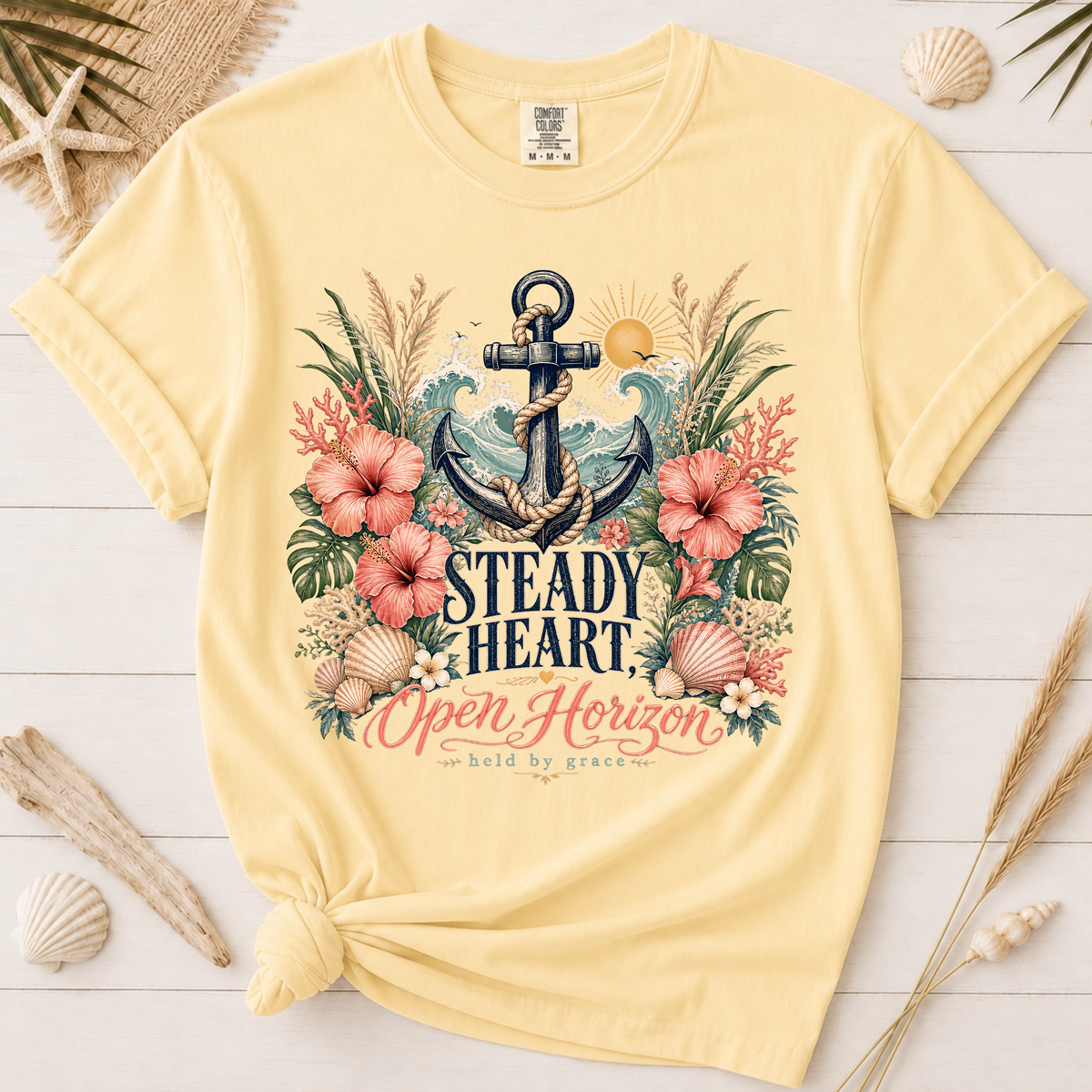 Steady Heart Open Horizon Christian Coastal Graphic Tee