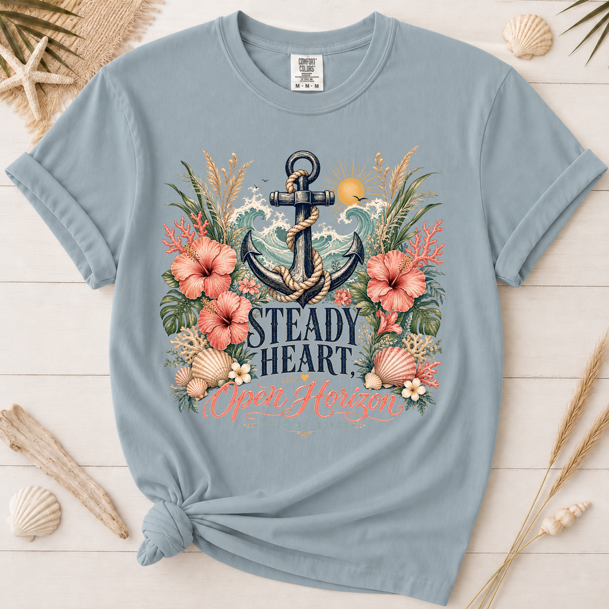 Steady Heart Open Horizon Christian Coastal Graphic Tee