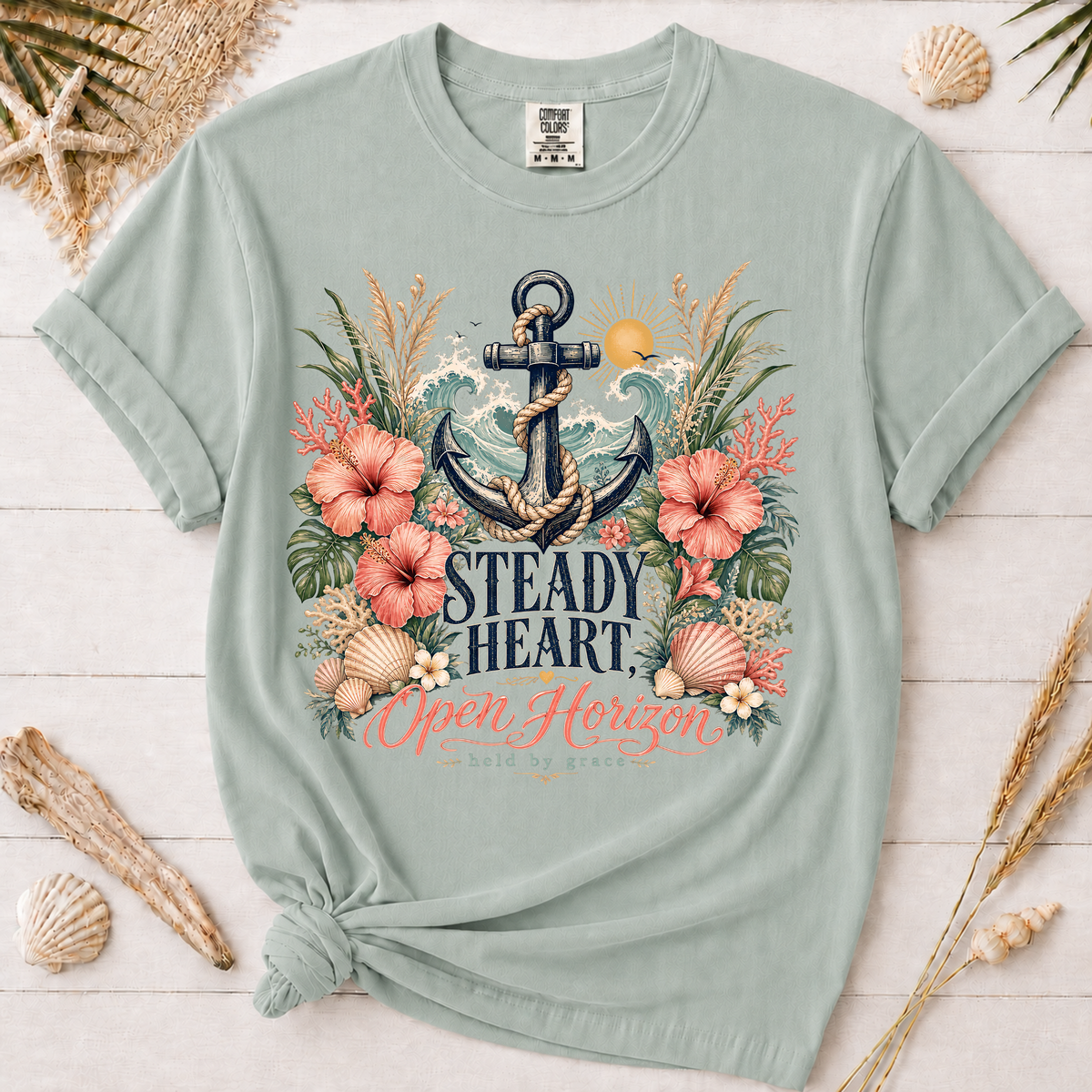 Steady Heart Open Horizon Christian Coastal Graphic Tee