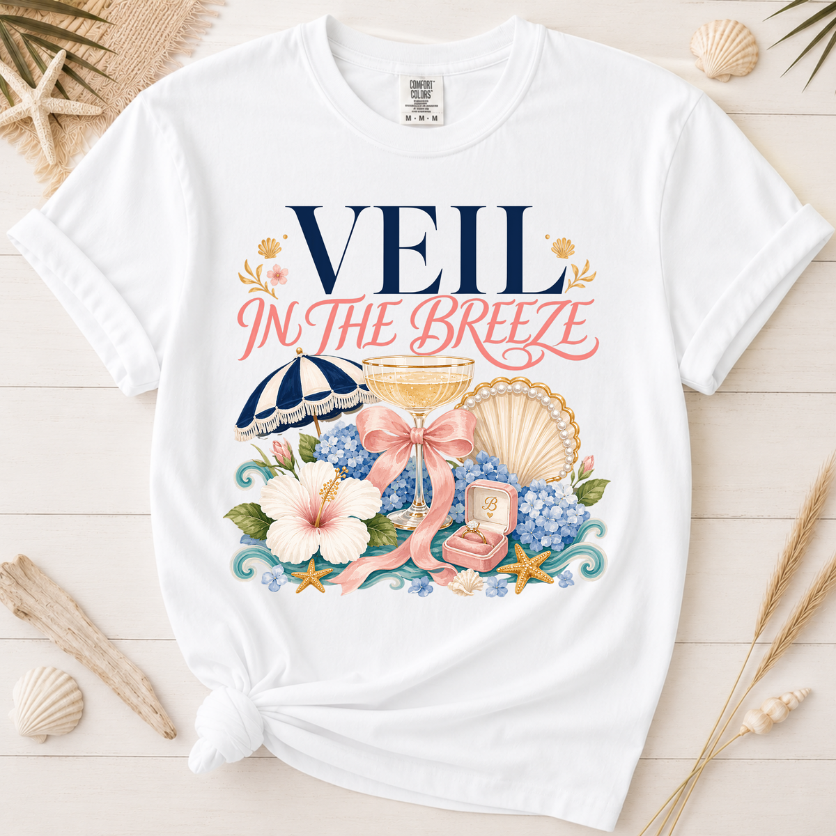 Veil in the Breeze Coastal Bride Graphic Tee