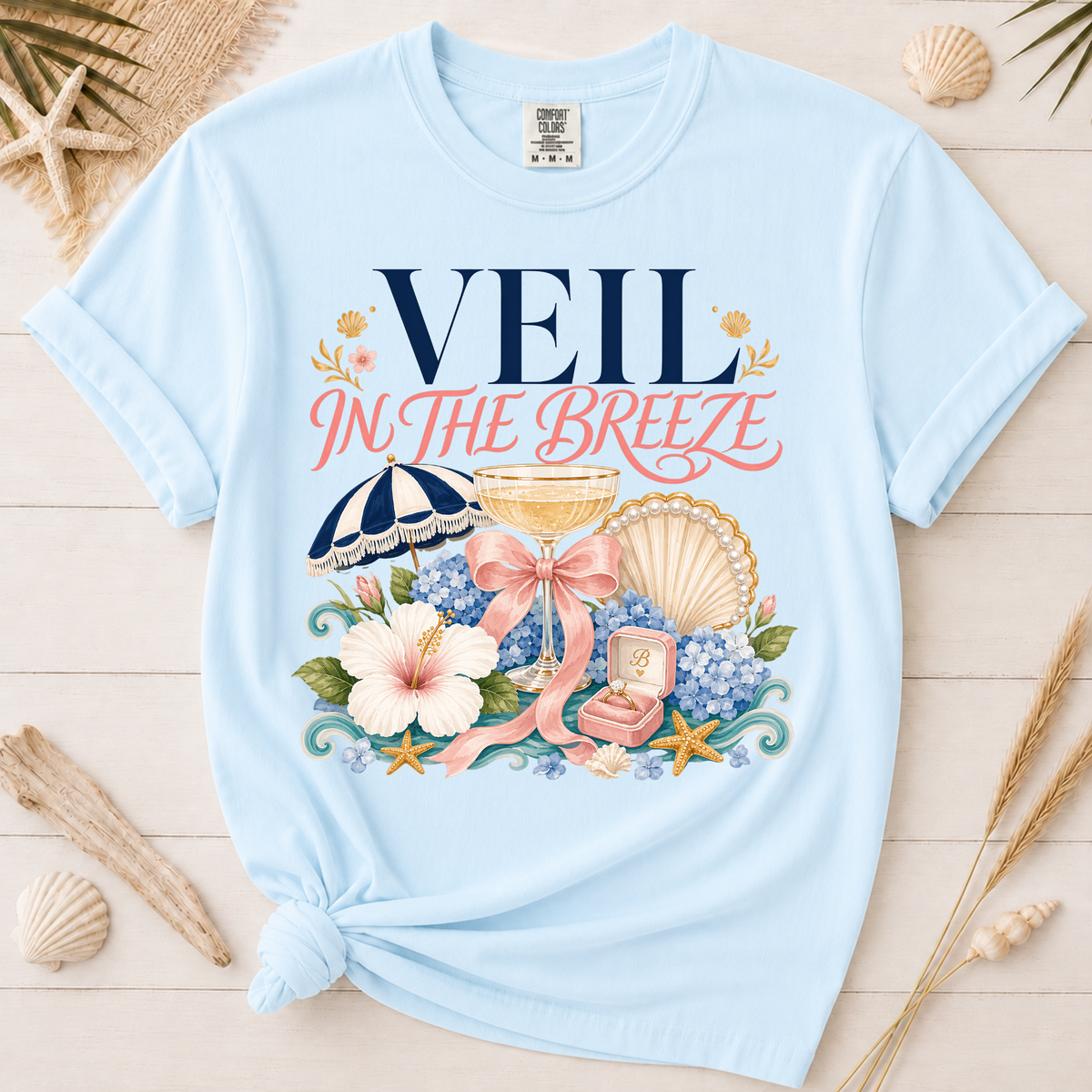 Veil in the Breeze Coastal Bride Graphic Tee