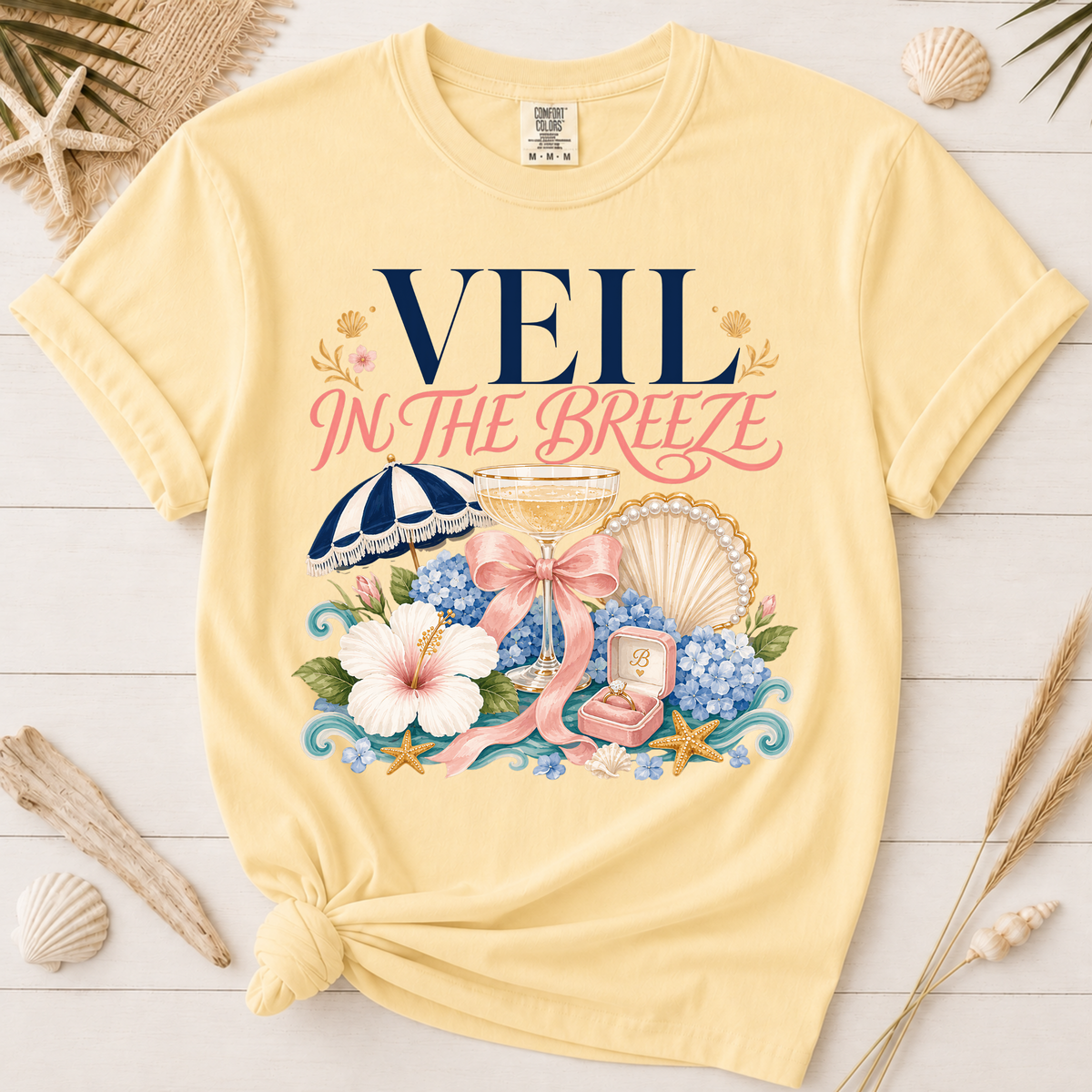 Veil in the Breeze Coastal Bride Graphic Tee