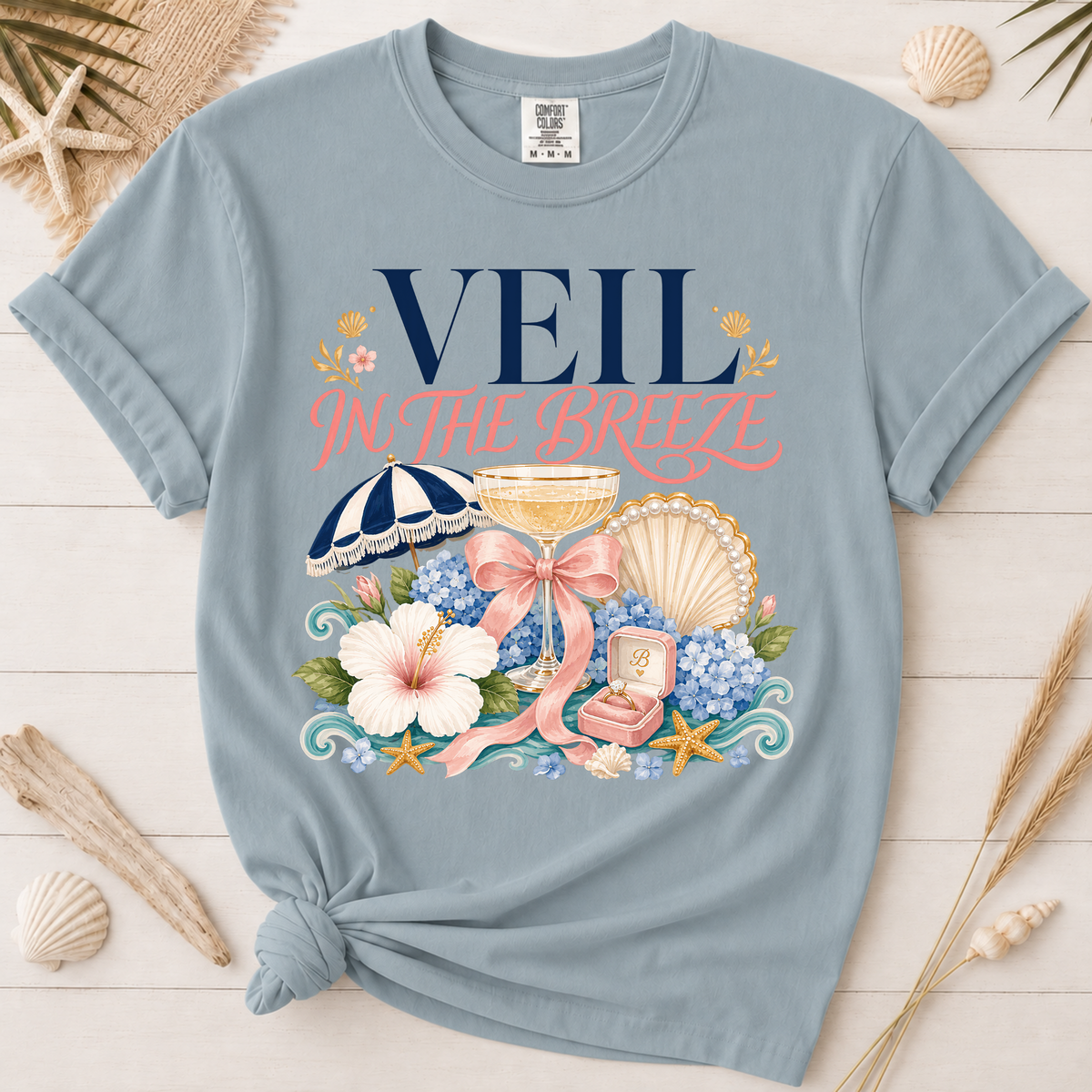 Veil in the Breeze Coastal Bride Graphic Tee