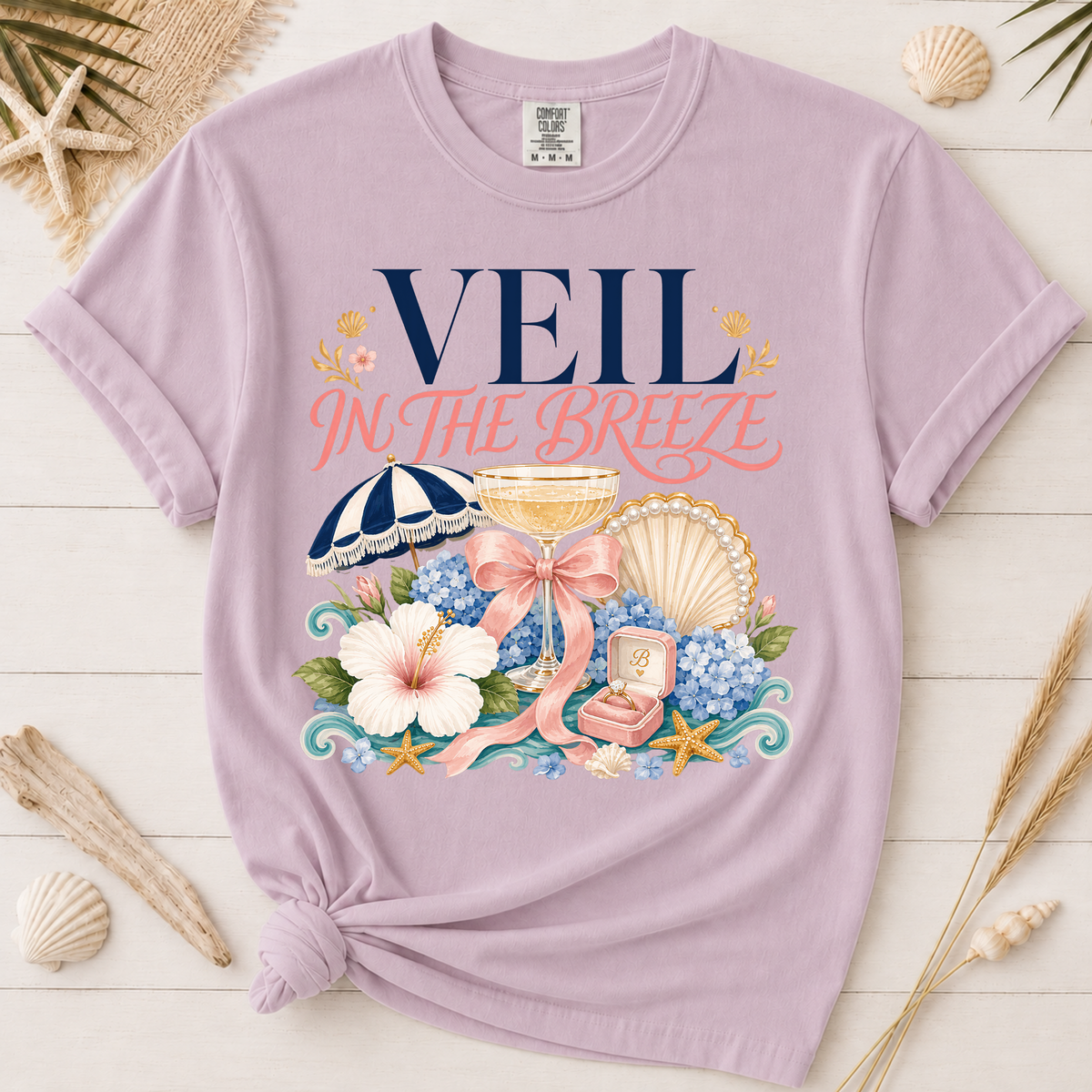 Veil in the Breeze Coastal Bride Graphic Tee